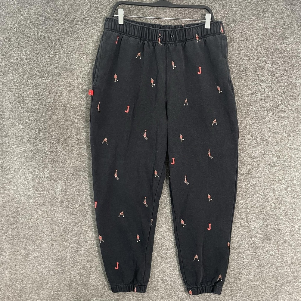 Jordan Pants Mens XL Black Fleece Sweatpants Joggers Dunk Print DH3519-010